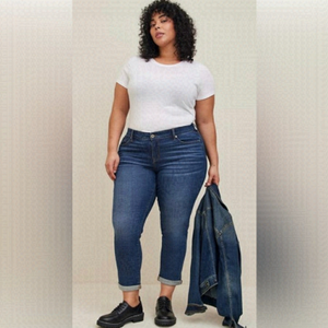 Plus-Size High-Rise Slim Jeans in Dark Indigo